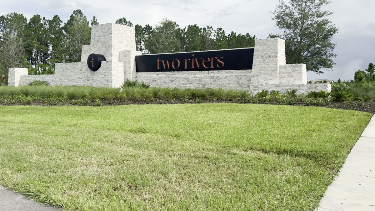 The Two Rivers community entrance monument near Wesley Chapel, Florida