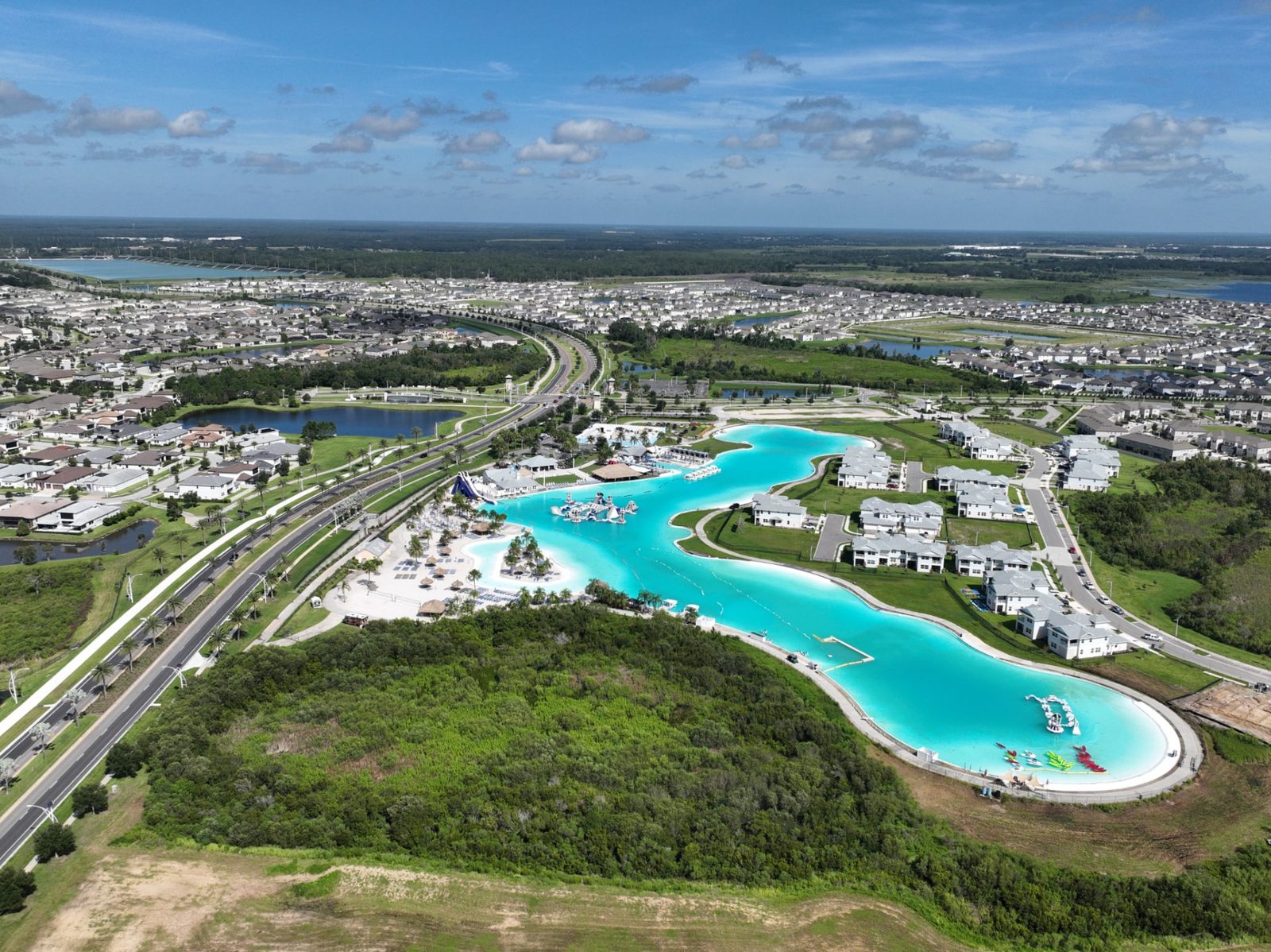 Epperson community and Crystal Lagoon aerial view in Wesley Chapel Florida