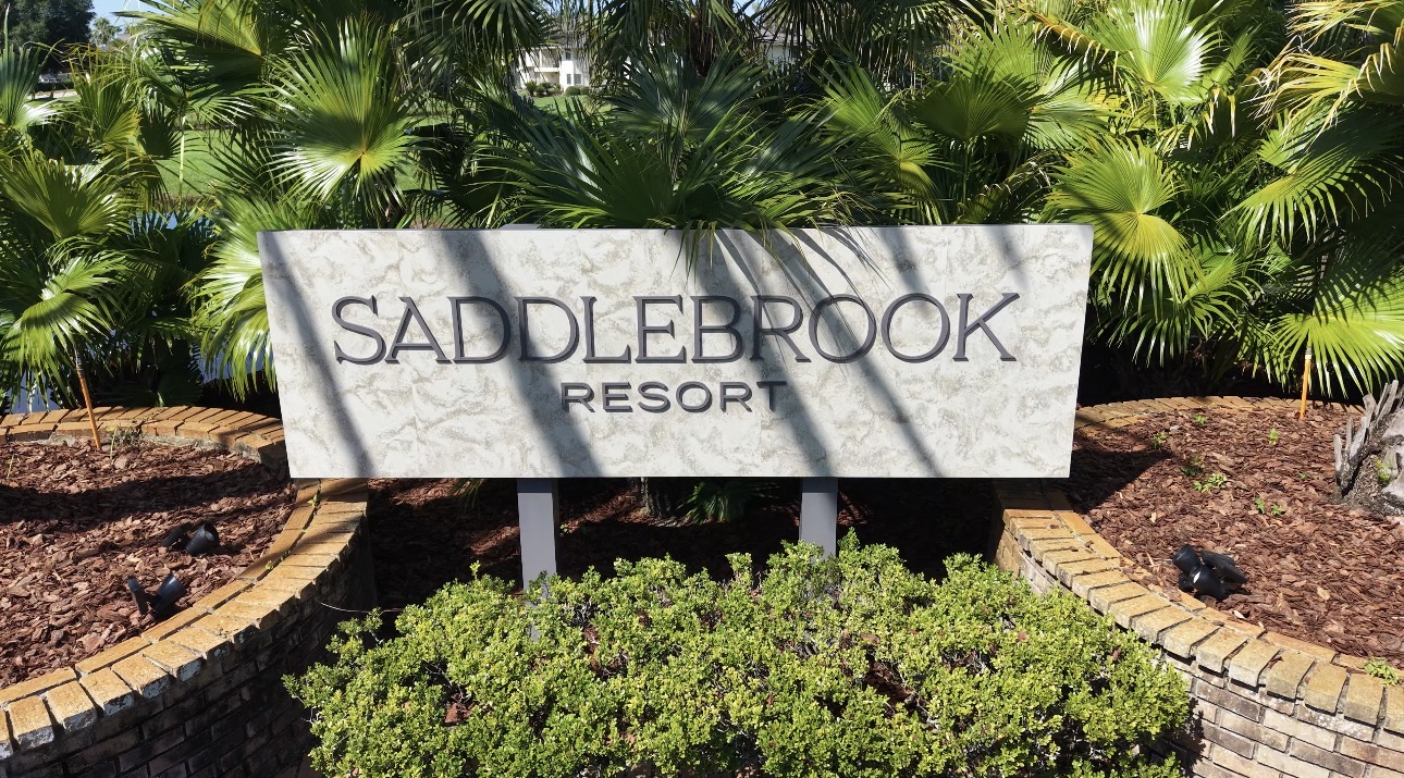 Saddlebrook Resort entrance sign in Wesley Chapel, Florida